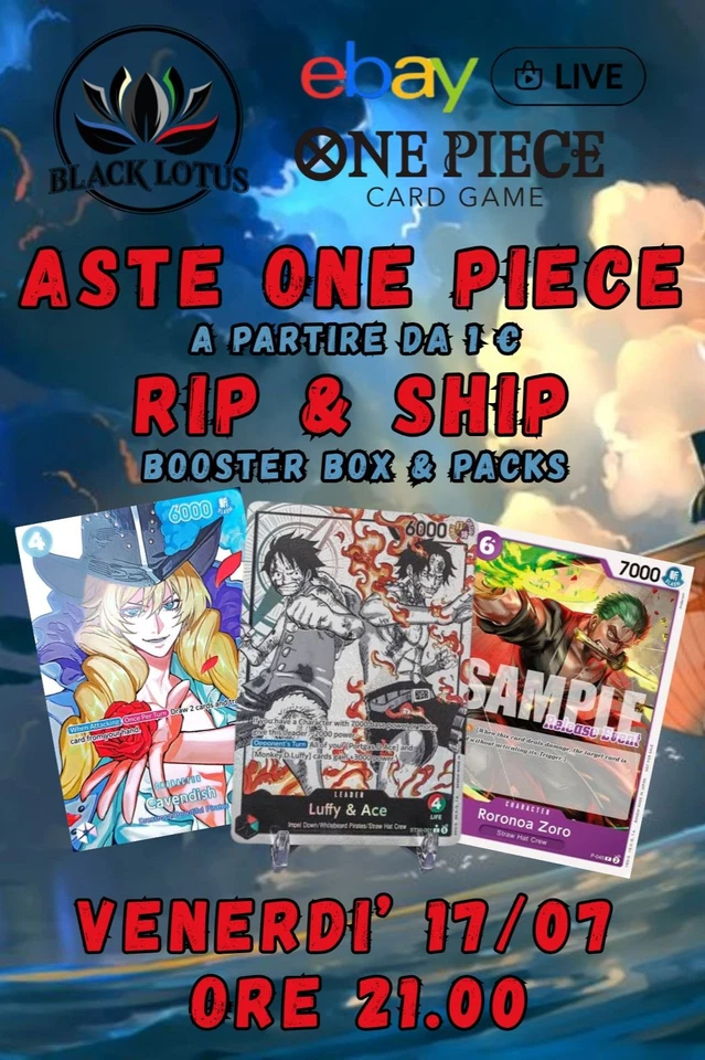 ASTE ONE PIECE TCG DA 1 € RIP & SHIP BOOSTER BOX BLACKLOTUS CARDSTORE