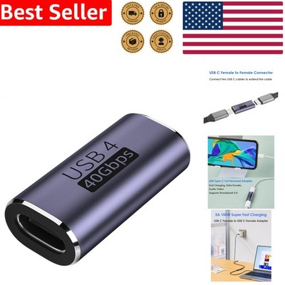 Female USB C to USB C Adapter 40Gbps 100W Video Extender Thunderbolt 4 Charger