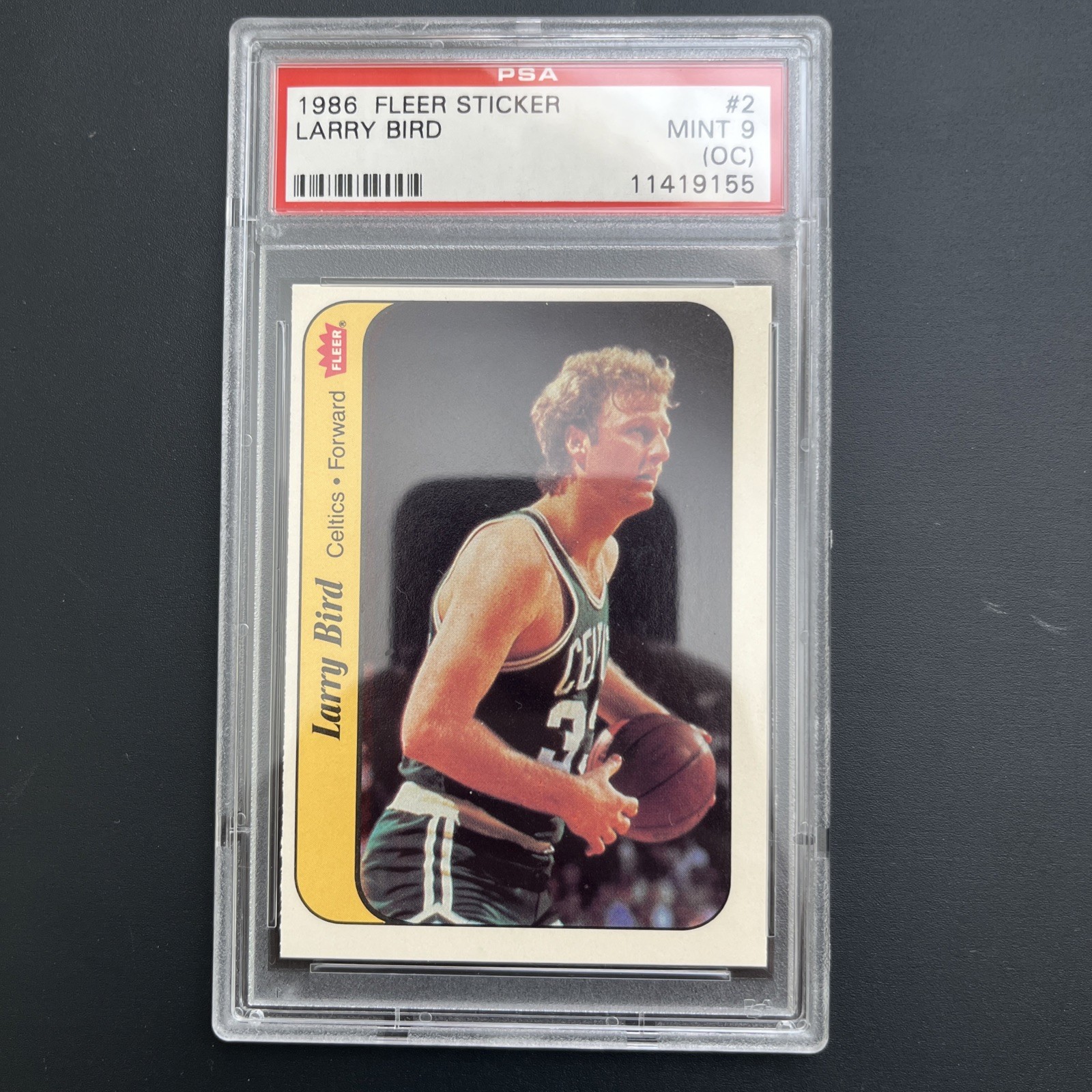 1986 Fleer Sticker #2 Larry Bird PSA 9 MINT Boston Celtics