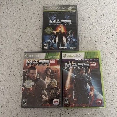 Mass Effect 1, 2, & 3 Trilogy Bundle Lot of 3 Xbox 360 Tested With Manuals CIB