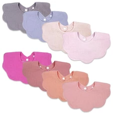 Baby Bibs Muslin Bibs 8 Pack for Drooling and Teething for Unisex Girls Boys