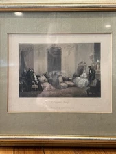 A Parisian Family Antique / Vintage Lithograph Matted & Framed 14x12” Print 6x8”