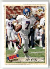 1992 UPPER DECK #514 JOHN ELWAY ERROR WRONG BACK #404 DALE CARTER