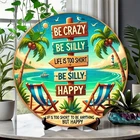 Vintage Beach-Themed Aluminum Tin Metal Signs Home Décor 8x8 inch Tropical Beach