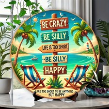 Vintage Beach-Themed Aluminum Tin Metal Signs Home D cor 8x8 inch Tropical Beach