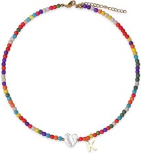 Initial Necklace Gold for Women Girls Heart Pendent Plated...