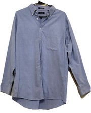 Chaps Men’s 16-16.5 32/33 Blue Oxford Button Down Shirt Wrinkle Free Classic Fit