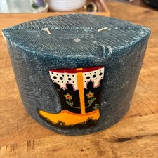 Vintage Western Cowboy Boot and Hat Blue Text...