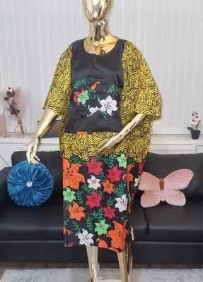 Ankara African Print Damen Frauen Mode kurzes knielanges Kleid bunt
