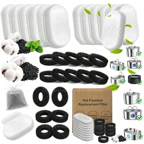 32pcs Pet Cat Water Fountain Filters Replacement for 67/108/135oz Replacement