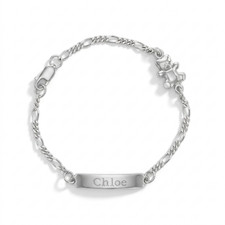 925 Sterling Silver 5" Teddy Bear Identification Bracelet for Babies Toddlers