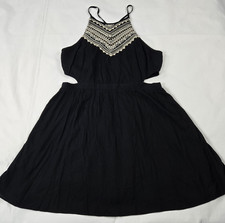 American Eagle Halter Midi Dress Smocked Back Embroidered Detail Thin Straps 14