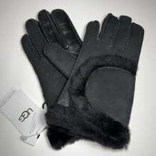 UGG Black CRYSTAL SUEDE SHEARLING GLOVES, TOUCH SCREEN, NWT 155, Small