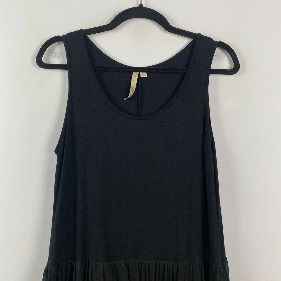 Cómoda camiseta sin mangas túnica con falda de malla negra lisa talla pequeña EE. UU. Foto 2 de 4