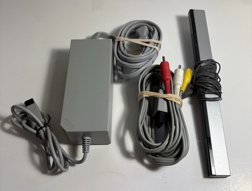 Nintendo Wii OEM Power Supply AC Adapter + Wired Sensor Bar + AV Cable - Tested
