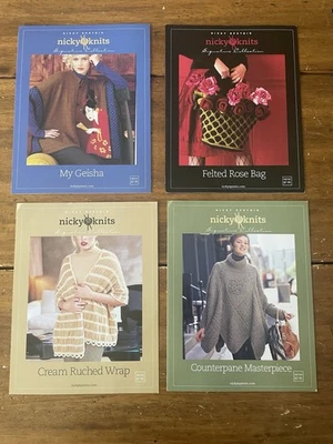 New Lot of 4 Nicky Epstein Knits Pattern Book Geisha Wrap Shawl Felt Rose Bag - Image 1 of 4