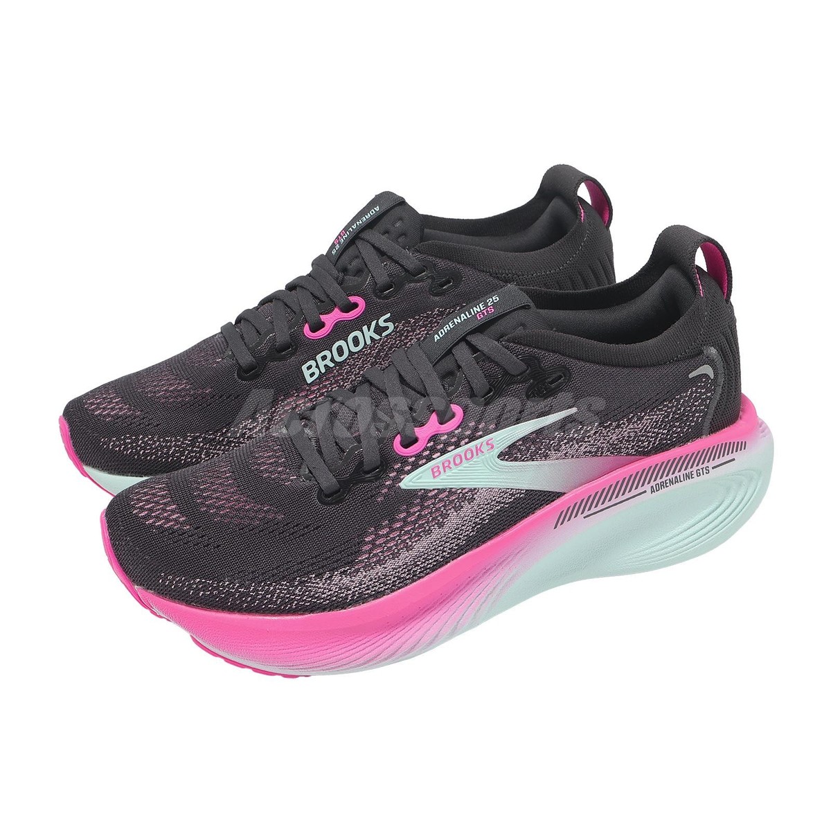 Brooks Adrenaline GTS 25 Black Cyber Pink Iced Aqua Women Running