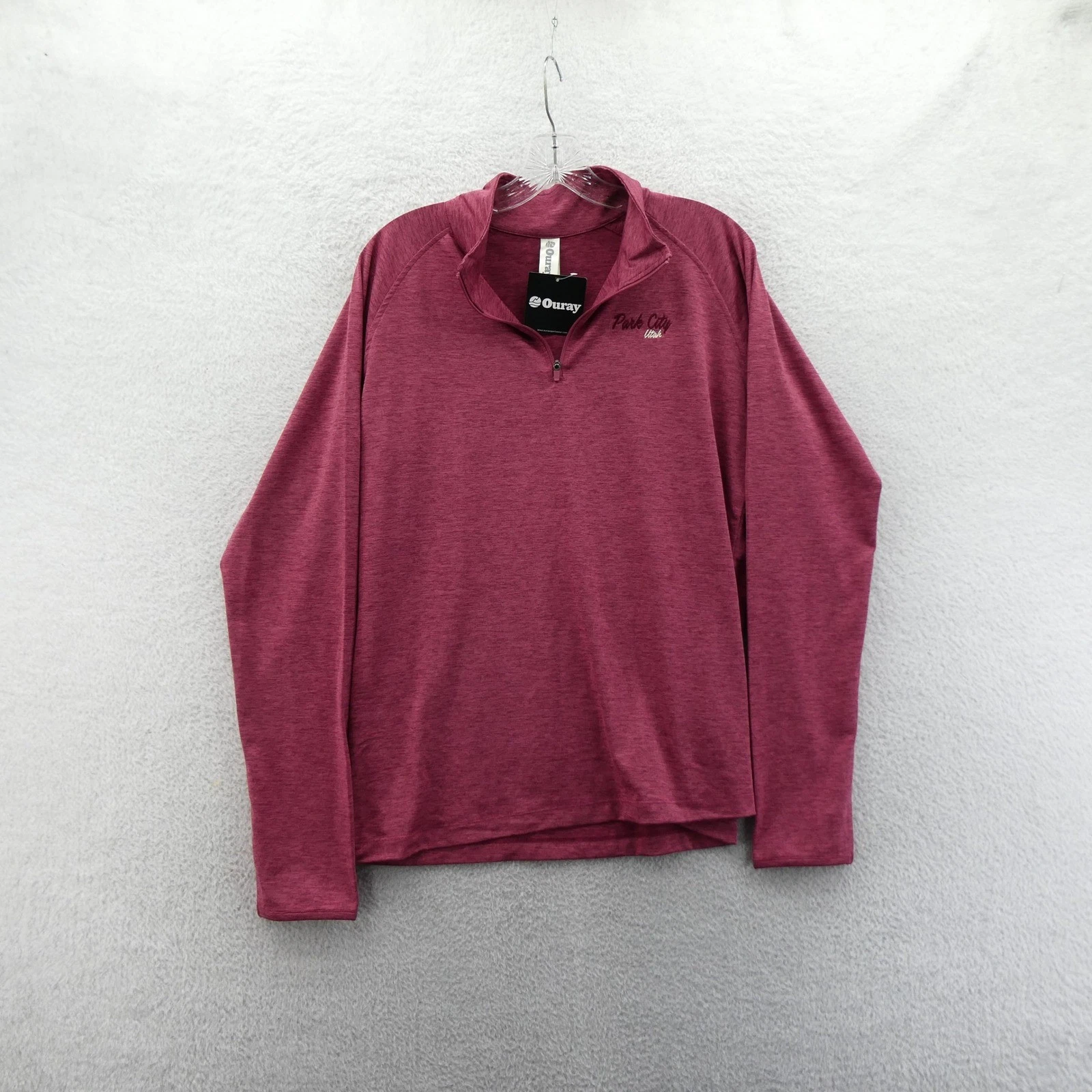 Ouray Shirt Mens Medium Park City Utah Maroon Quarter Zip Pullover Thumbholes