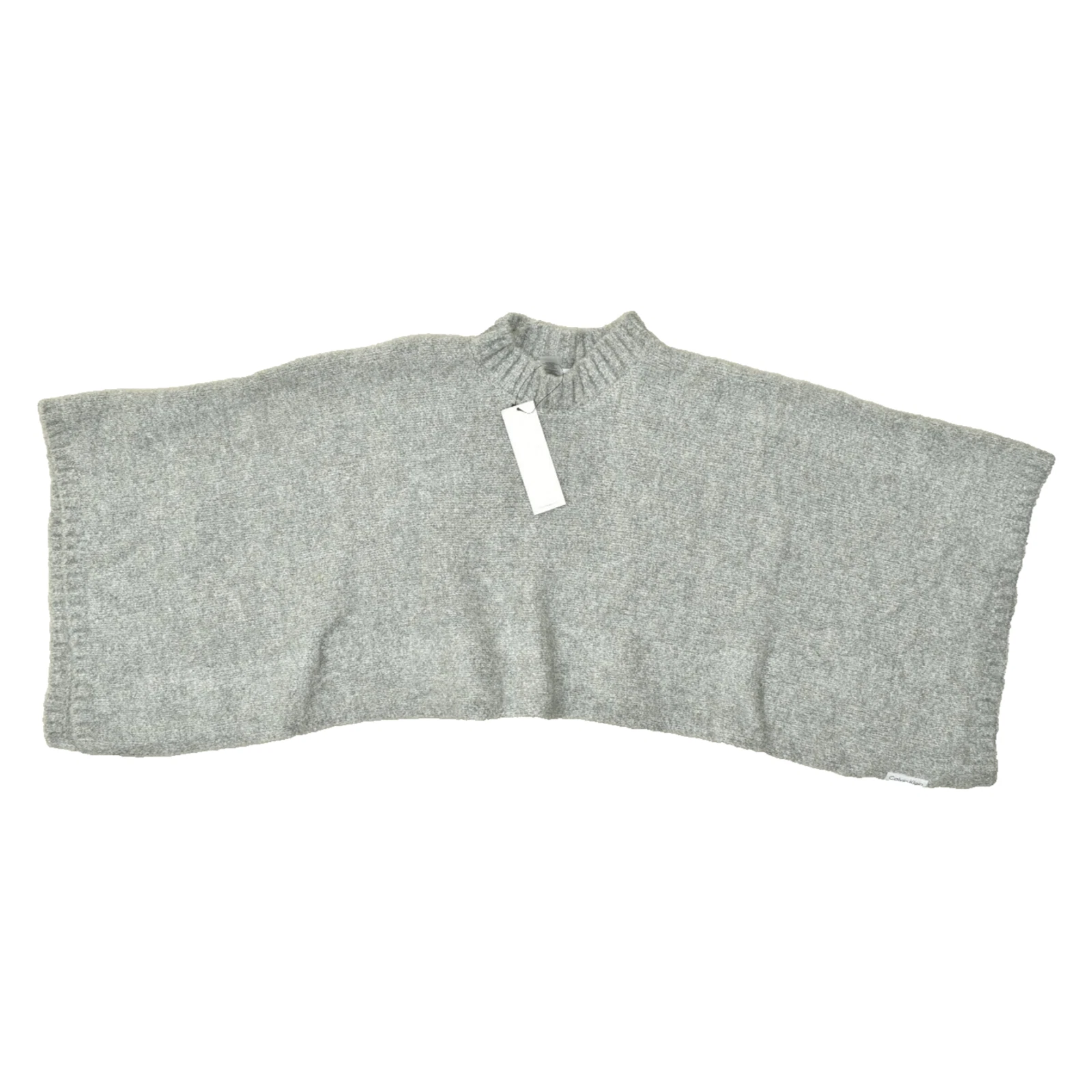 Calvin Klein Women's Gray Mock Neck Poncho Sweater Cropped Solid One Size NEW