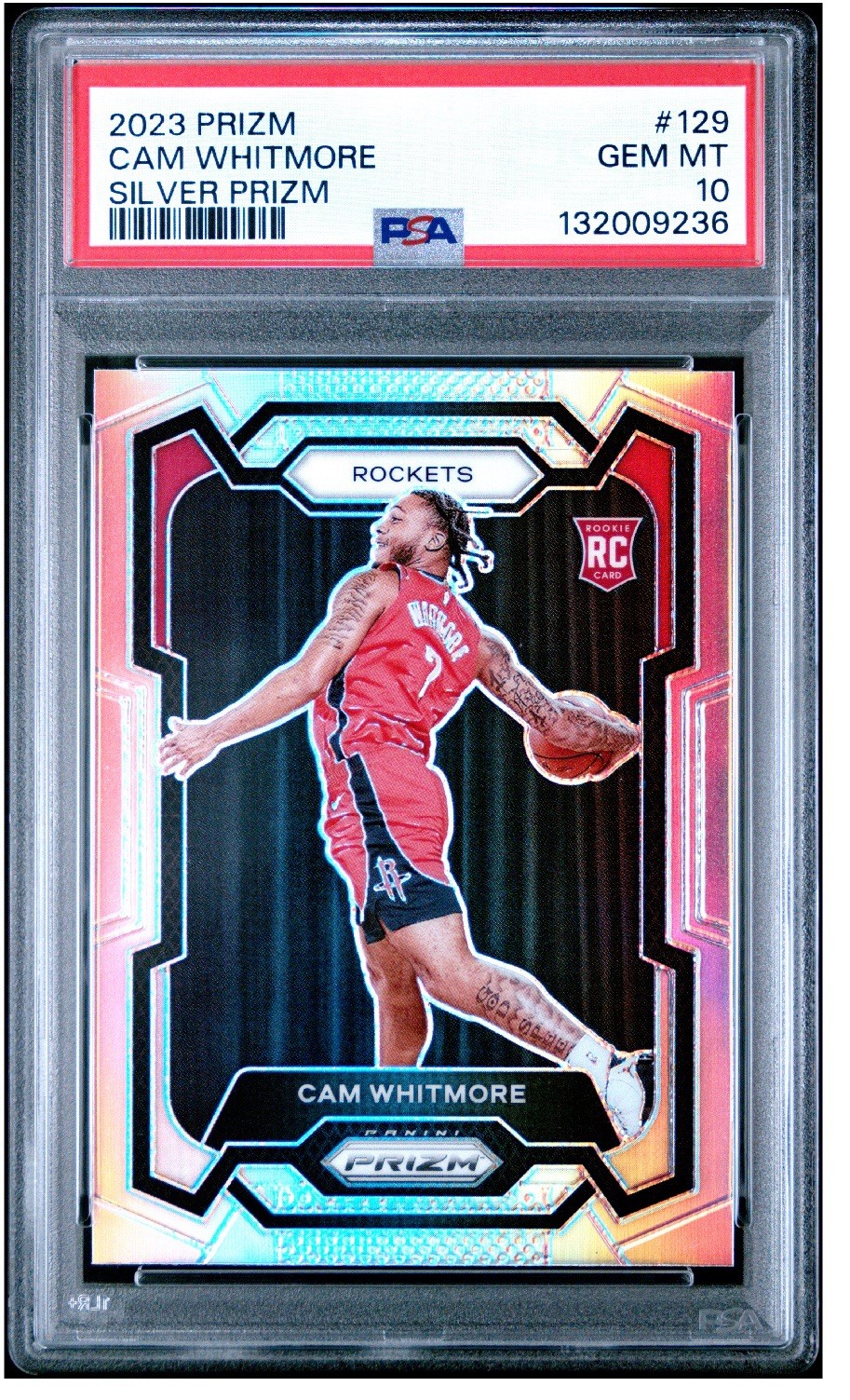 2023-24 PRIZM CAM WHITMORE RC SILVER PRIZM #129 PSA 10 ROCKETS WIZARDS