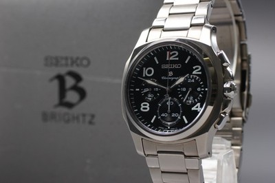 SEIKO Brightz SAGJ005 7J21-0AA0 Chronograph Titanium Quartz Mens Watch NEAR MINT