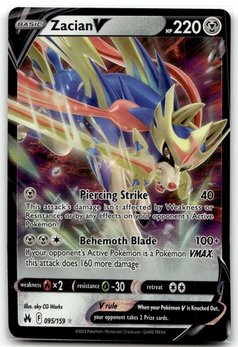 Zacian V #95/159 (Holo) (NM) SWSH: Crown Zenith CRZ Pokemon