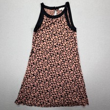 LOFT Women Dress Regular Fit Pink Black Abstract Pebble Print Sleeveless Medium