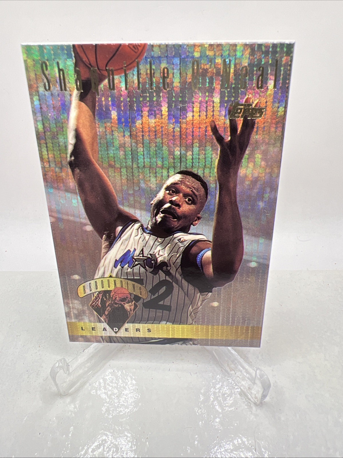 1995-96 Topps Power Boosters Shaquille O'Neal Shaq Rebounding Leaders Card