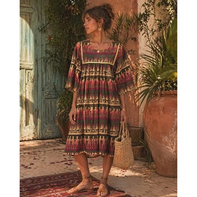 Vintage Krist Gudnason California Midi Dress Greek Mythology Grecian Boho |  eBay