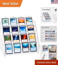 4 Tier Acrylic Trading Card Display Stand, 12" Riser Display Shelf for Magnet...
