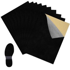 YEXEXINM 10 Pcs Stick-on Faux Suede Soles for Dance Shoes, 11.8  x8.3  Black S...