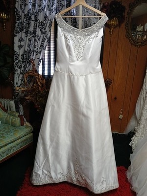 Jasmine White Satin Wedding Dress Size 18