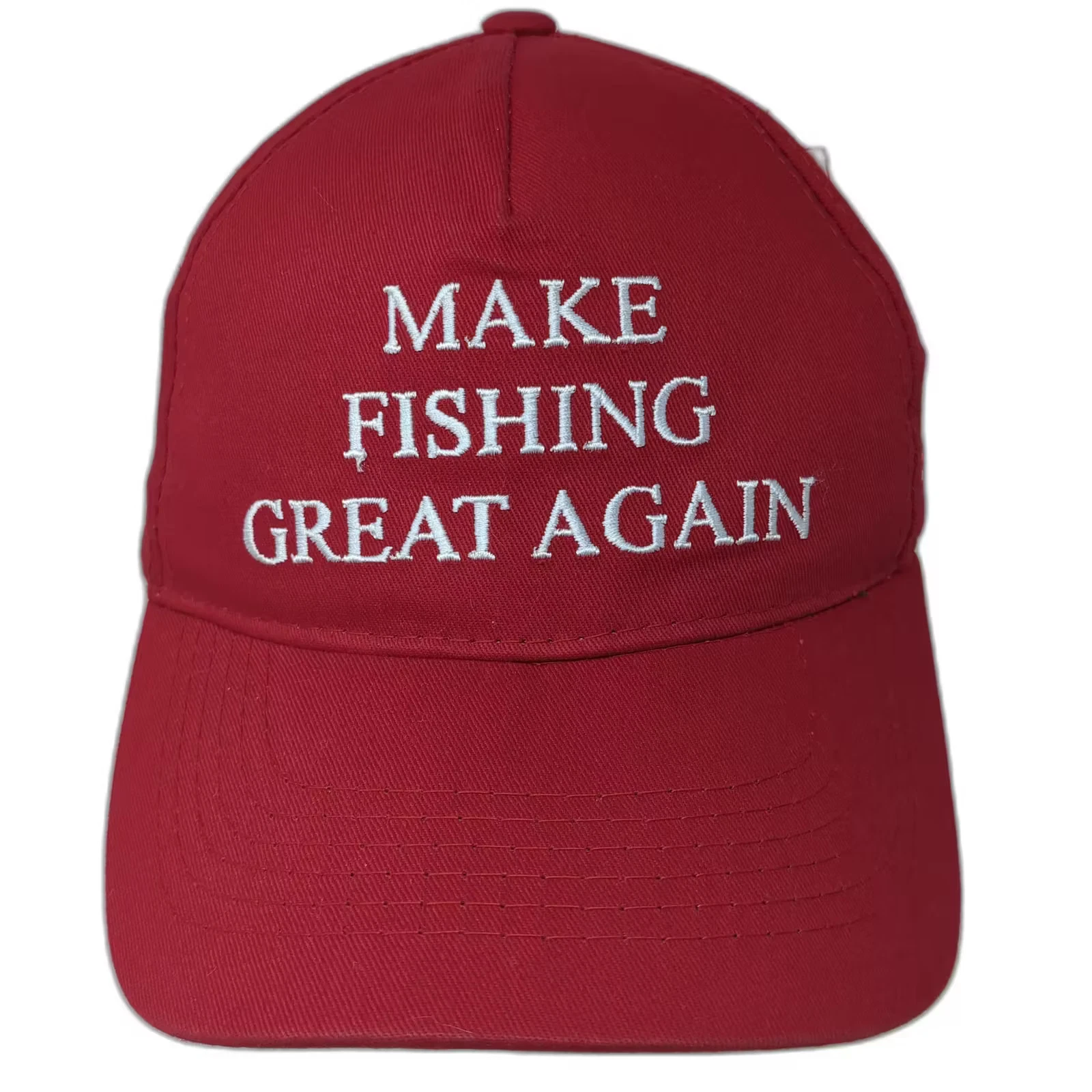 Bass Pro Shops 5 Panel Red White Hat OS Strapback Make Fishing Great Again Flag