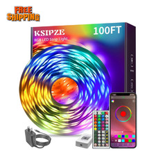 New LED Strip Lights 100ft Music Sync 5050 RGB Room Light with Remote