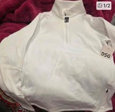DSG Women's White 1/4 Zip Mock Neck Long Sleeve Activewear Top