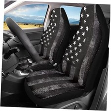 American Flag 2 Pieces Car Front Seat Cover Black American Flag Black Color American Flag 2 Pieces Car Front Seat Cover Black American Flag Black Color