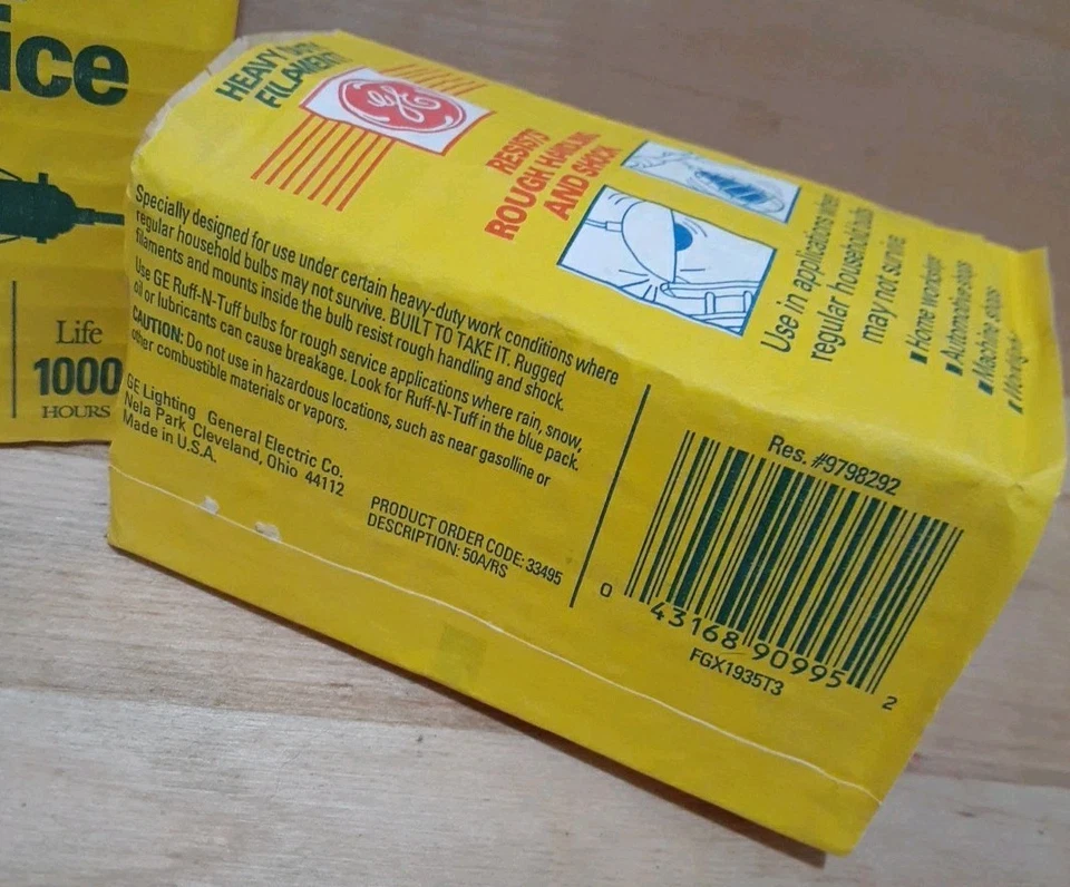 3CT: GE RUFF SERVICE HEAVY-DUTY FILAMENT! 50WATT Resists Rough Handling & Shock! - Image 2 of 3