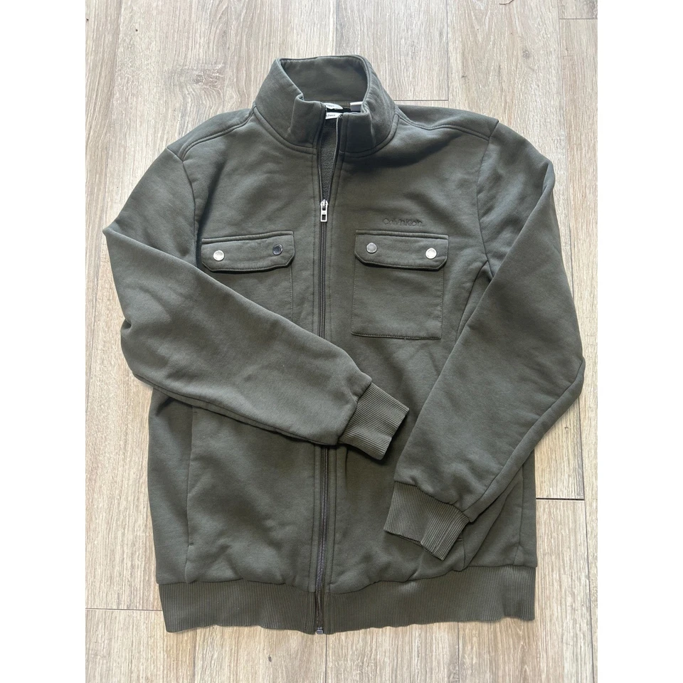 Chaqueta Calvin Klein Verde Oliva Suave Tacto Polar Cremallera Completa Para Hombre Mediana M Foto 2 de 4