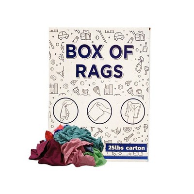 Recycled Color Knit T-Shirt Wiping Rags 25 lbs. Box Multipurpose Cleaning Cloths