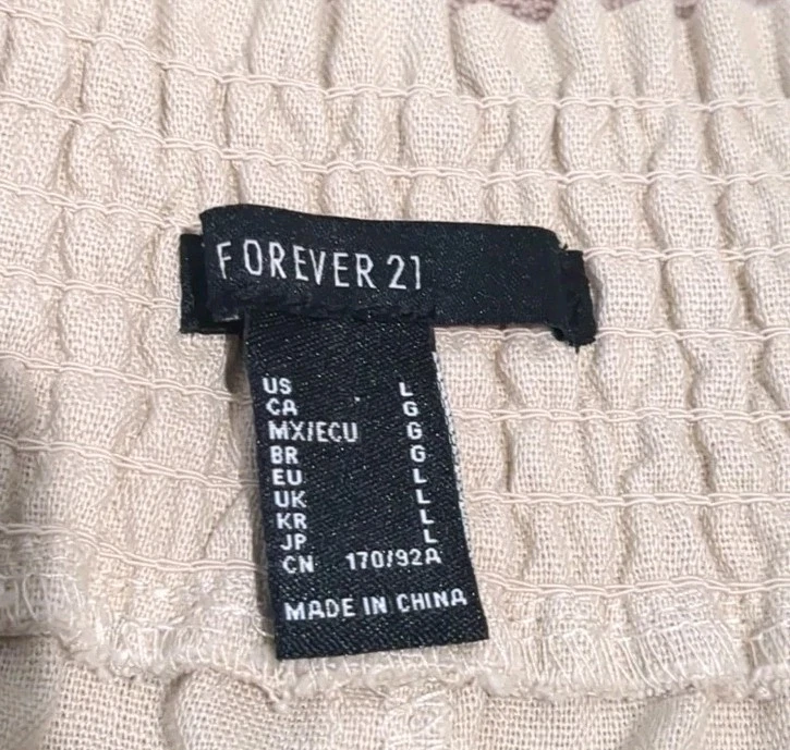 Pantalones Cortos Forever 21 Mujer Beige Crema L Mezcla de Lino Cordón Preppy Playa Foto 3 de 4