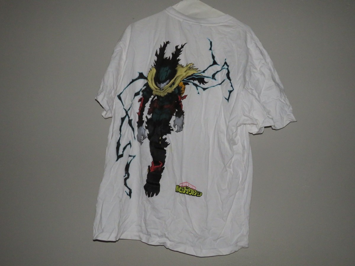 Bershka My Hero Acadmia MHA Men's L White Shirt All Over Print Anime Manga  Deku