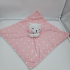Carters Just One You Pink White Lovey Hearts Bear Plush Security Blanket 14x14