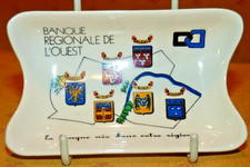 Petit cendrier ou vide poche en faïence de Gien Banque régionale de l"Ouest TBE