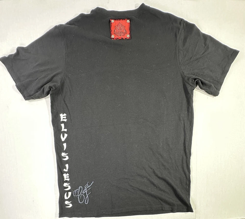 Camiseta Elvis Jesus Para Hombres XXXL Gráfica Bruce Lee Artes Marciales Estrás Negra Foto 3 de 4