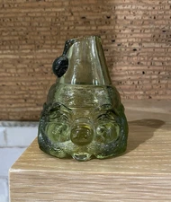 Fenton Glass Green Santa Claus Fairy Lamp Candle Holder -  Vintage Christmas