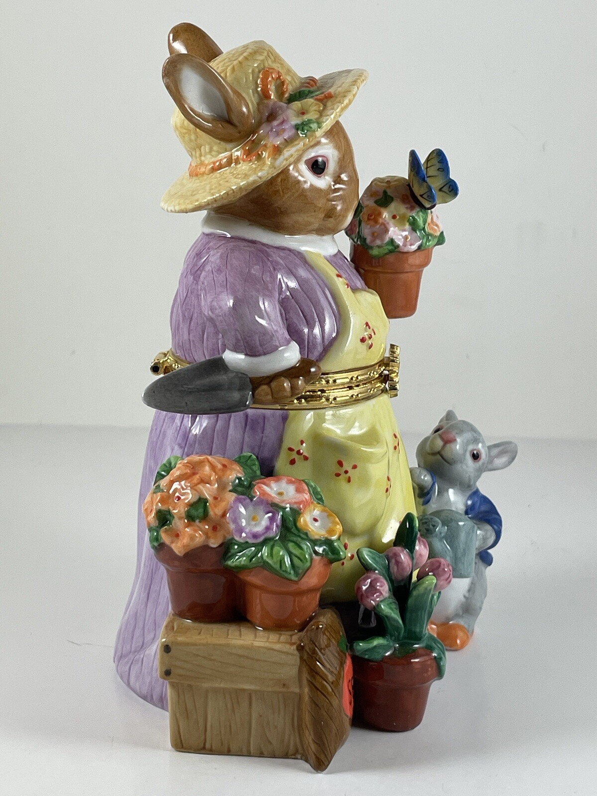 CWC Bunny Rabbit Spring Easter Gardening Hinged Trinket Box | eBay