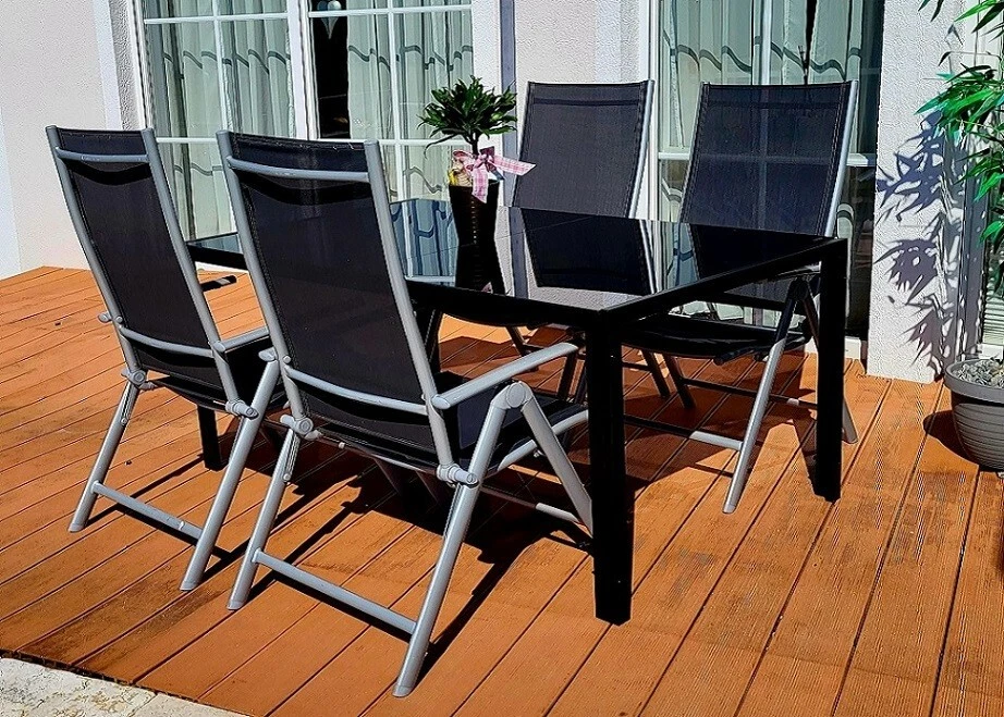 Sitzgruppe POETTO 4 Personen Aluminium Gartenmöbel Tisch Stühle Terrasse Stuhl - Bild 2 von 4