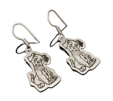 MEXICO 925 Silver Vintage Engraved Disney 101 Dalmatian Dog Earrings EG12100