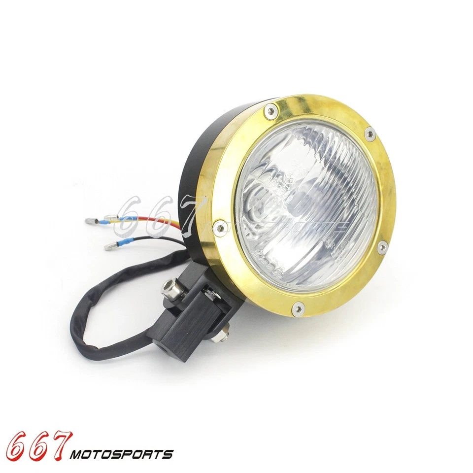 Faro de motocicleta 4" aprobado E4 para Harley Chopper Bobber Café Racer latón Foto 4 de 4