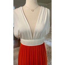 American Rag Dress Women Size Medium White Colorblock Empire Halter Crisscross